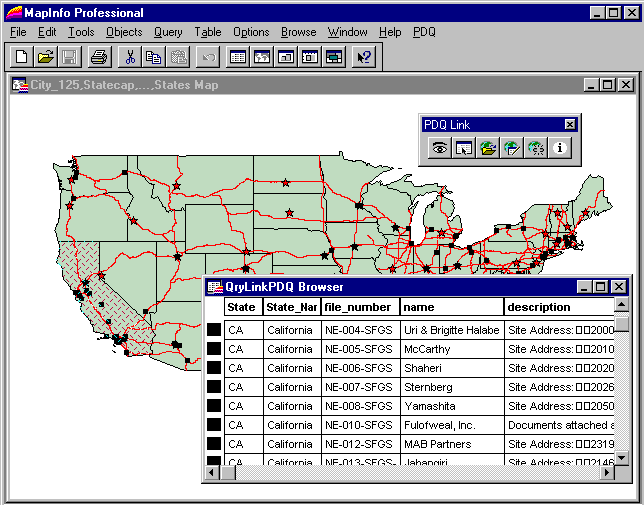 PDQ links with MapInfo